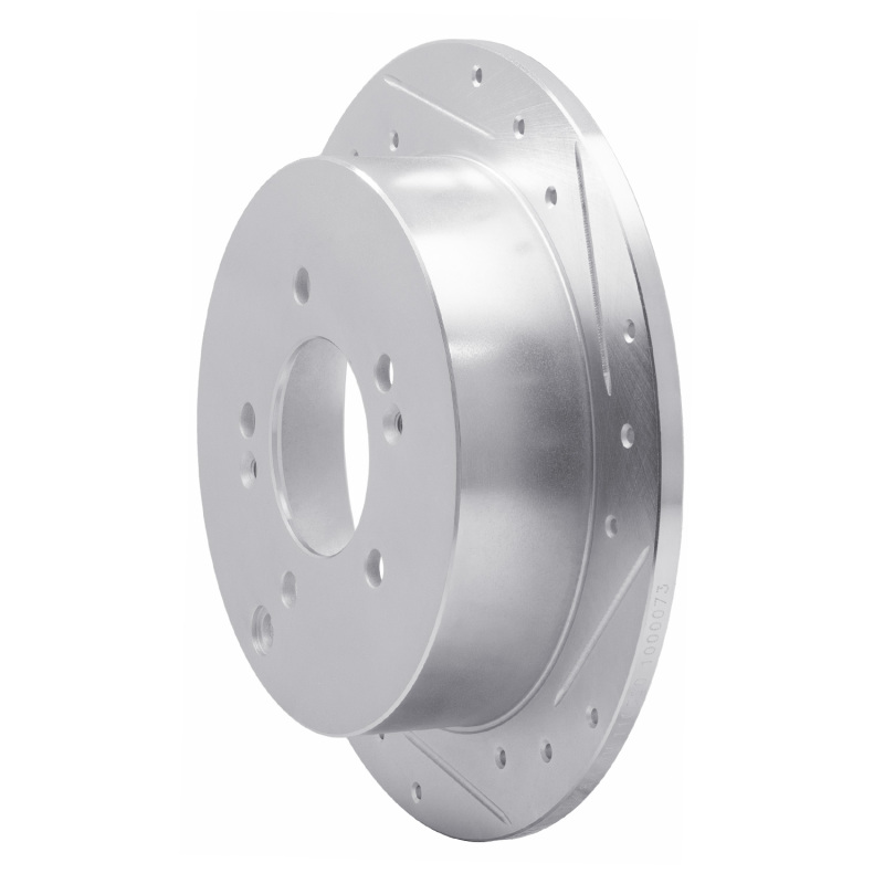 Hyundai Santa Fe Brake Rotor (1) - Rear Right - R1 Concepts - Drilled & Slotted - Silver - `01-`16